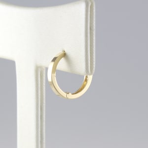 14K 11 mm Solid Gold Huggie Hinged Hoop Earring, Huggie Hoop, Gold Huggie, Small Gold Hoop, Cartilage, Conch, Helix, Tragus, EZ62M