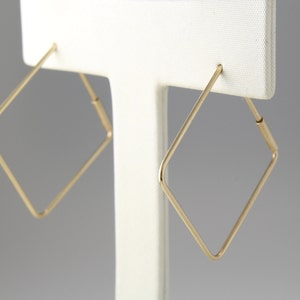 Gold Creolen 14K, Gold Quadratische Creolen, 14K Minimalistische Ohrringe, 14K Geometrische Ohrringe, 14K Einfache Creolen,