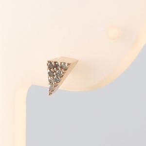 Diamond Triangle Stud Earring 14K Gold, Triangle Stud, Minimalist Earring, Geometric Earring, Champagne Diamond Stud