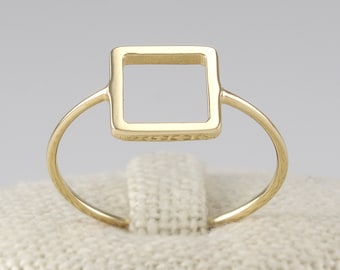 14K Solid Gold Simple Ring, 14K Gold Geometric Ring, 14K Gold Thin Ring, 14K Gold Ring, 14K Gold Minimalist Ring