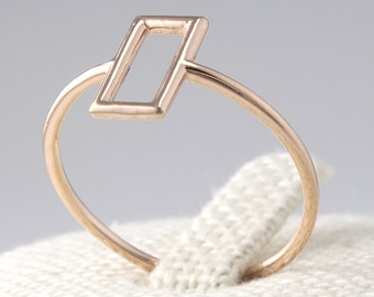 14K Solid Gold Simple Ring 14K Gold Geometric Ring 14K Gold | Etsy