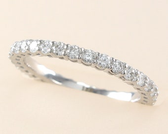 Diamond Full Eternity Band 14K Solid Gold, Diamond Half Eternity Band 14K Solid Gold, Diamond Wedding Band 0.846ct