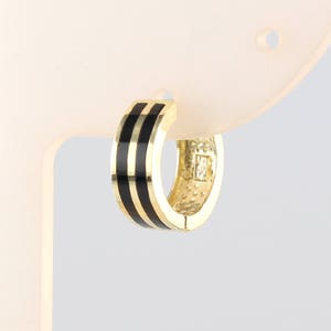 14K Onyx Earring, Gold Onyx Hoop, Huggie Hoop, Gold Huggie, Small Gold Hoop, Onyx Earring Men
