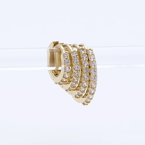 CZ Huggie Hoops 14K Gold, CZ Huggie Hoop, Gold Hoop Earring, Cartilage Earring, Cartilage Hoop, Conch Earring, 10.5mm, 12.5mm, 14mm, 16mm
