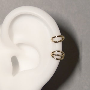 14K Gold Double Triple  Wire Ear Cuff Earring, 14K Gold Ear Cuff Earring, Conch, Cartilage, Helix, Lobe, Piercing Earring