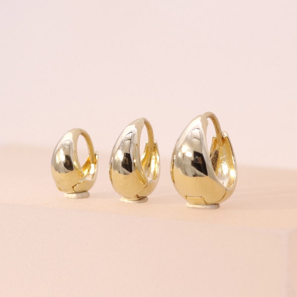 14K Solid Gold Huggie Hinged Hoop Earring, Huggie Hoop, Gold Huggie, Gold Hoop 9.5mm, 11.5mm, 12.5mm