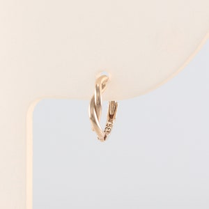 14K 10mm Solid Gold Twist Huggie Hinged Hoop Earring, Huggie Hoop, Gold Huggie, Small Gold Hoop, Cartilage, Conch, Helix, Tragus
