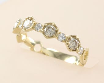 Lab Grown Diamond Eternity-band: 14K gouden geometrische ring