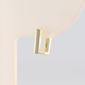 14K Solid Gold Square Huggie Hinged Hoop Earring, Square Huggie Hoop, Gold Huggie, Small Gold Hoop