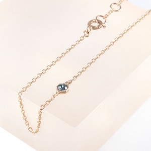 Diamond Bezel Bracelet, Diamond Solitaire Bracelet, Blue Diamond Bracelet, Diamond Delicate Bracelet 14K Solid Gold
