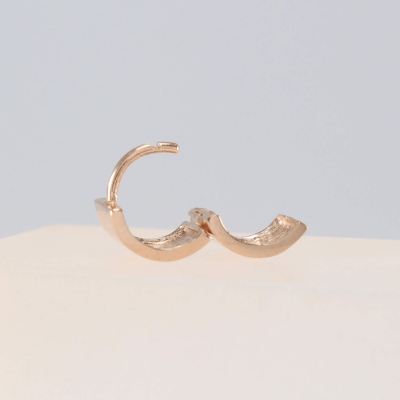 14K 8mm Solid Gold Huggie Hinged Hoop Earring Huggie Hoop Etsy