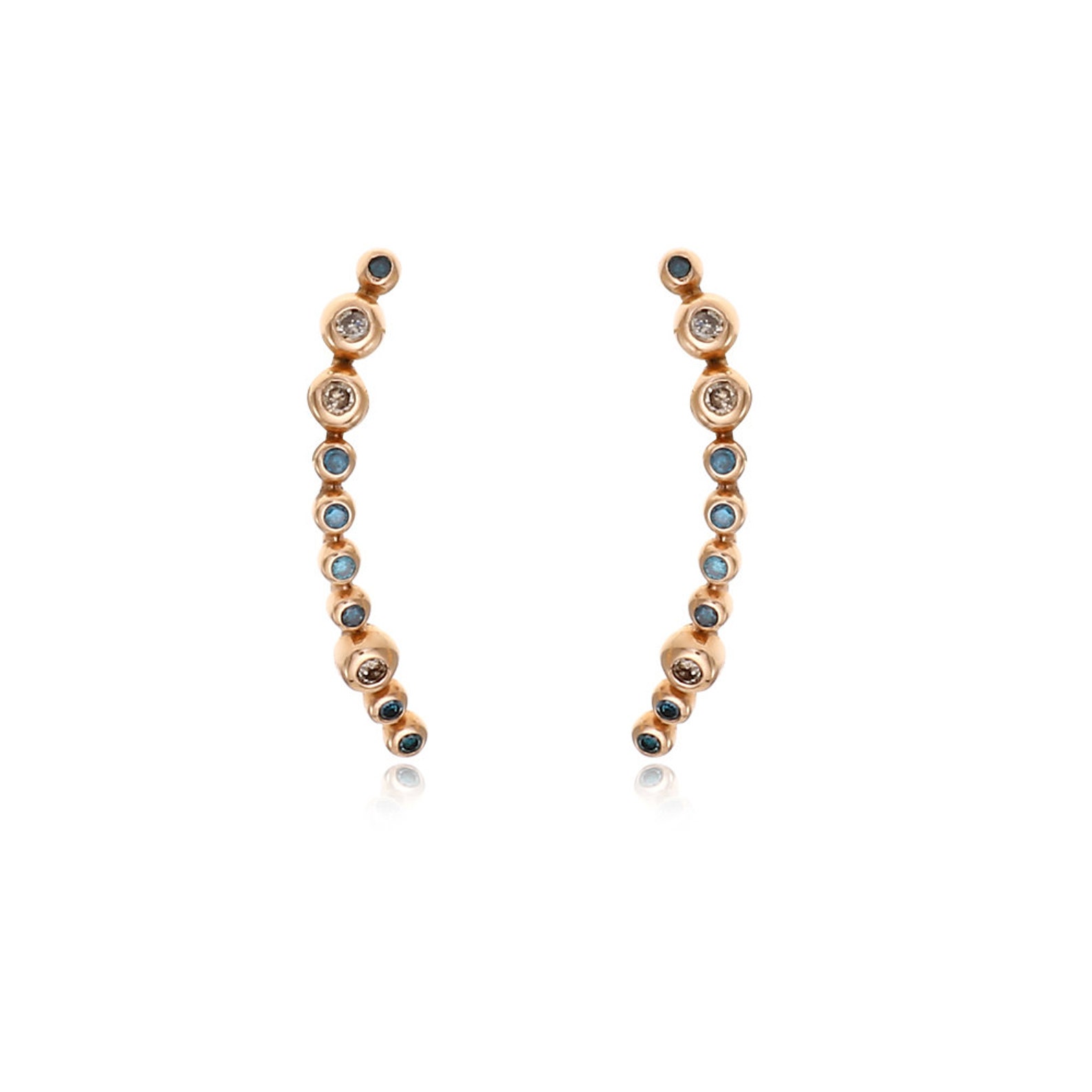 14K Gold Diamond Bar Earrings Diamond Earringsdiamond Bar Etsy