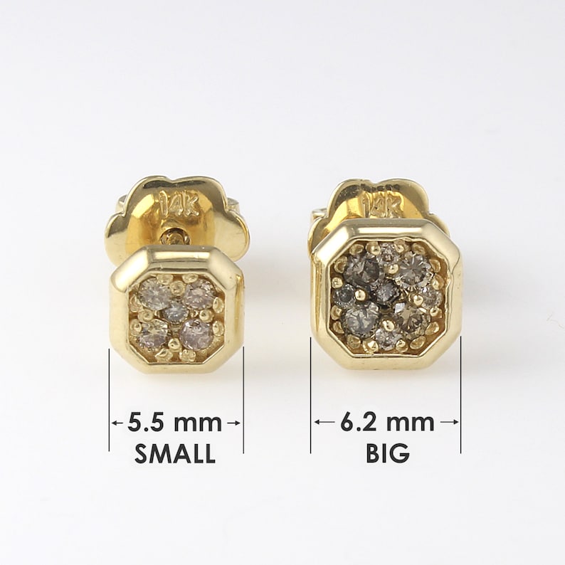 Champagne Diamond Diamonds Earrings Minimalist Earrings Simple Diamond Studs Earrings 14k Gold Geometric Earrings Small Stud Earrings