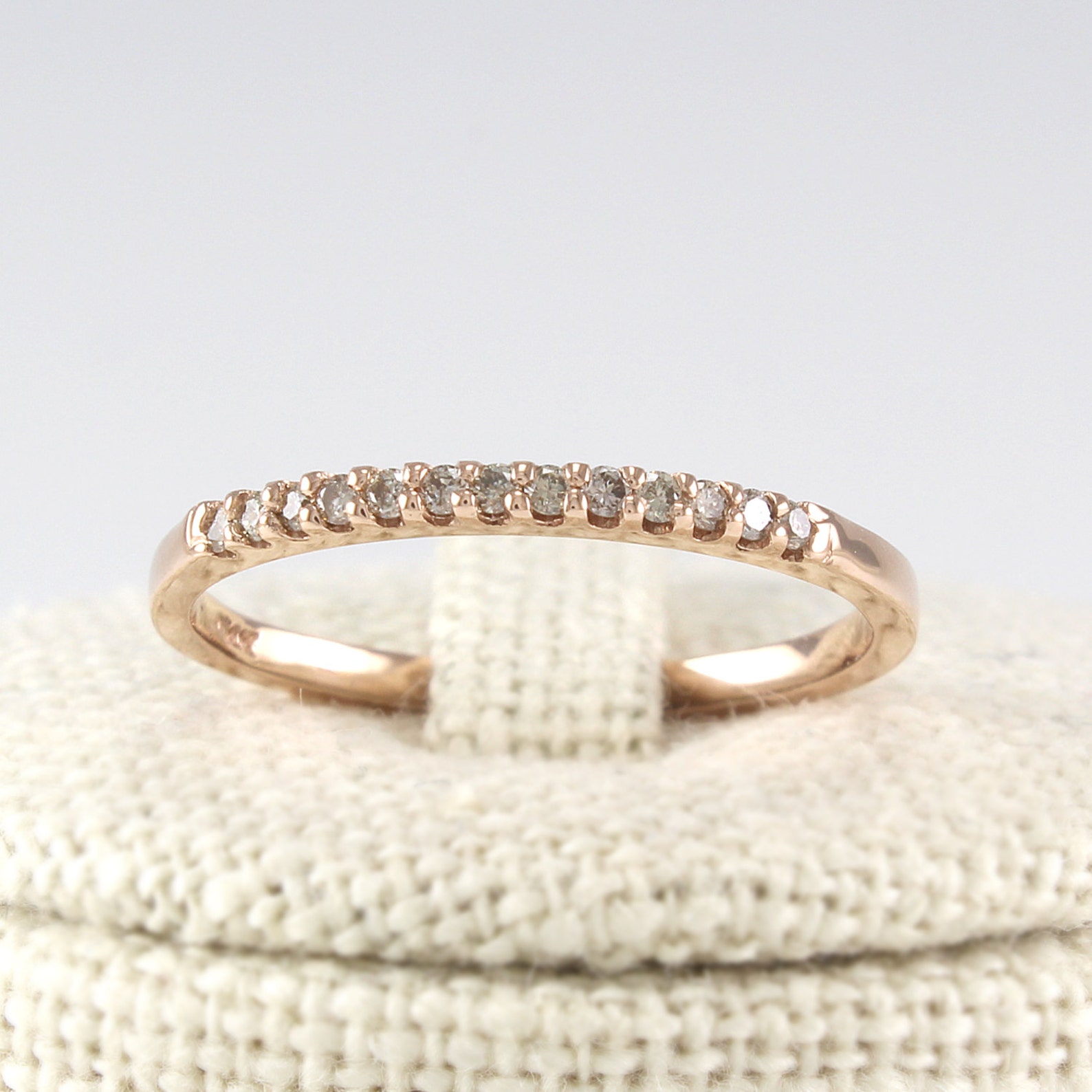 Thin Diamond Eternity Band 14K Solid Gold Champagne Diamond Etsy