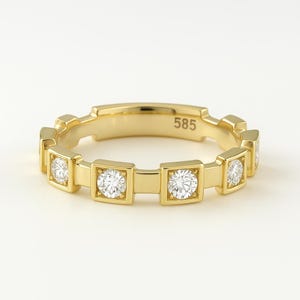 Lab Grown Diamond Eternity Band 14K Solid Gold, Lab Diamond Ring, White Diamond Wedding Band, Diamond Wedding Band
