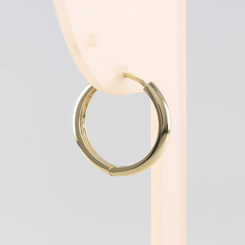 14K 17 Mm Solid Gold Huggie Hinged Hoop Earring Huggie Hoop Etsy