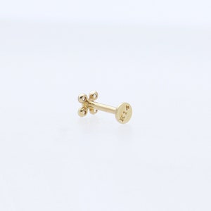 14K Solid Gold Tiny CZ Cross Stud Labret, Internal Threaded, Tragus, Cartilage, Helix, Conch, Lobe, Piercing Earring, Minimalist Earring image 6