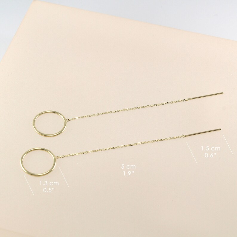 14K Solid Gold Threader Earrings 14K Long Threader Earrings Etsy