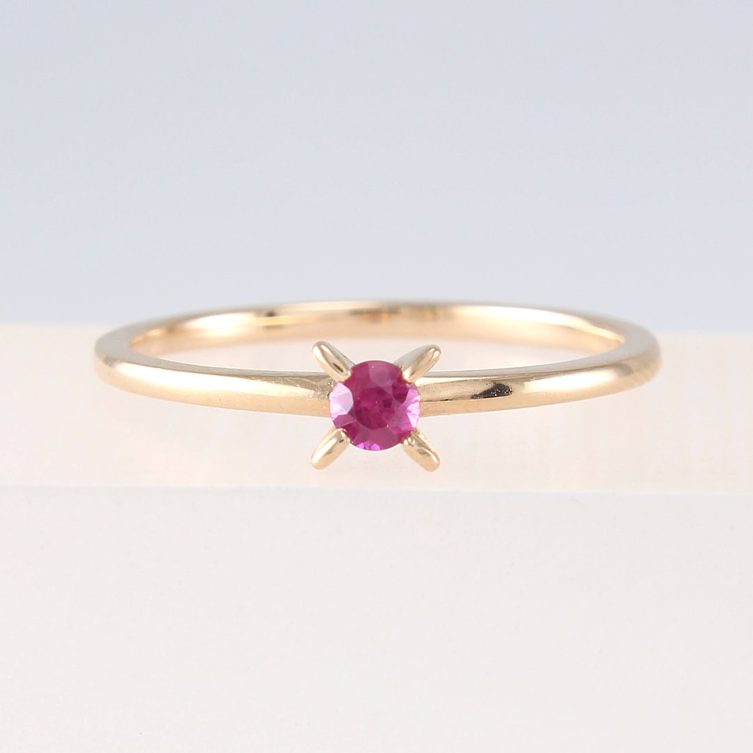 Ruby Ring, Engagement Ring, Simple Ruby Ring, Solid 14K Gold Ruby Ring ...