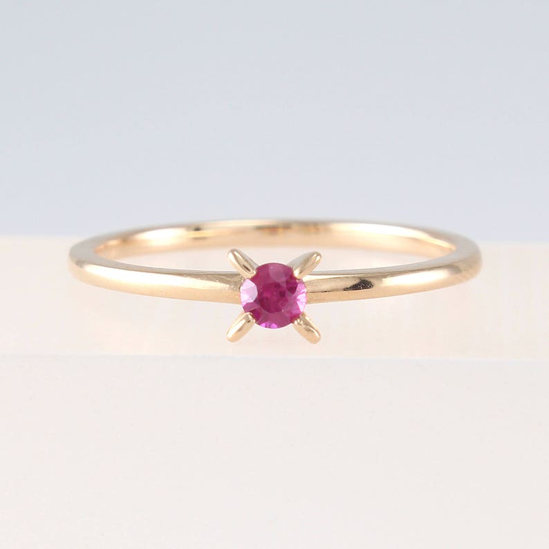 Ruby Ring Engagement Ring Simple Ruby Ring Solid 14K Gold - Etsy