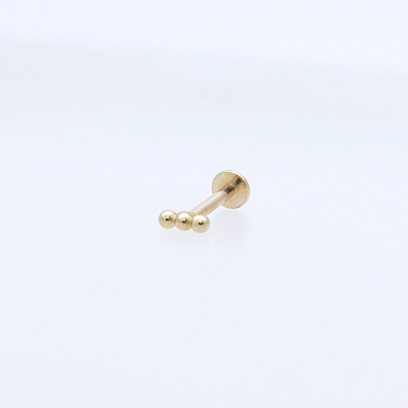 14K Solid Gold Tiny Ball Stud Labret, Internal Threaded, Tragus, Cartilage, Helix, Conch, Lobe, Piercing Earring, Minimalist Earring image 6