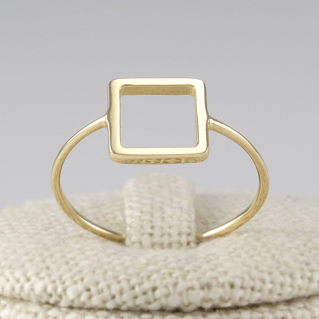 Gold Simple Rimg 14K Solid Gold Simple Ring, 14K Gold Geometric Ring, 14K Gold Thin Ring ...