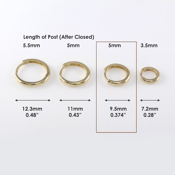 14K 9.5 Mm Solid Gold Huggie Hinged Hoop Earring Huggie Hoop