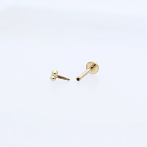 14K Solid Gold Tiny Ball Stud Labret, Internal Threaded, Tragus, Cartilage, Helix, Conch, Lobe, Piercing Earring, Minimalist Earring image 8