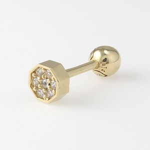 Octagon Stud 14K Gold, Cartilage, Tragus, Helix, Conch, Lobe, Piercing Earring, Minimalist Earring, Geometric Earring, Birthstone Stud