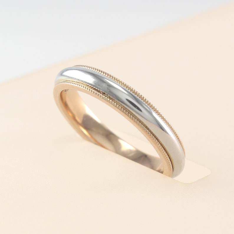 Milgrain Wedding Band Ring 14K Gold 3mm image 5