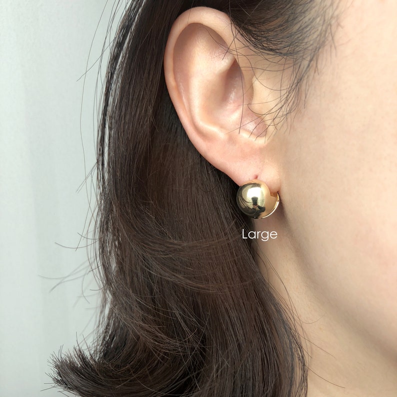 14K 8mm 10mm 12mm Ball Solid Gold Huggie Hinged Hoop Earring Etsy