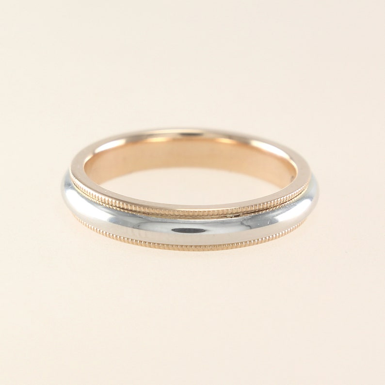 Milgrain Wedding Band Ring 14K Gold 3mm image 3