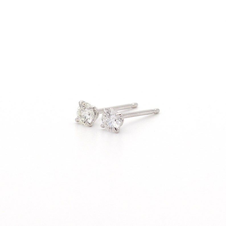 0.2 ct Diamond Stud Earrings, Diamond Earrings, Diamond Solitaire Earrings, Minimalist 14K Diamond Studs, 4 Prong Set Diamond Studs image 4