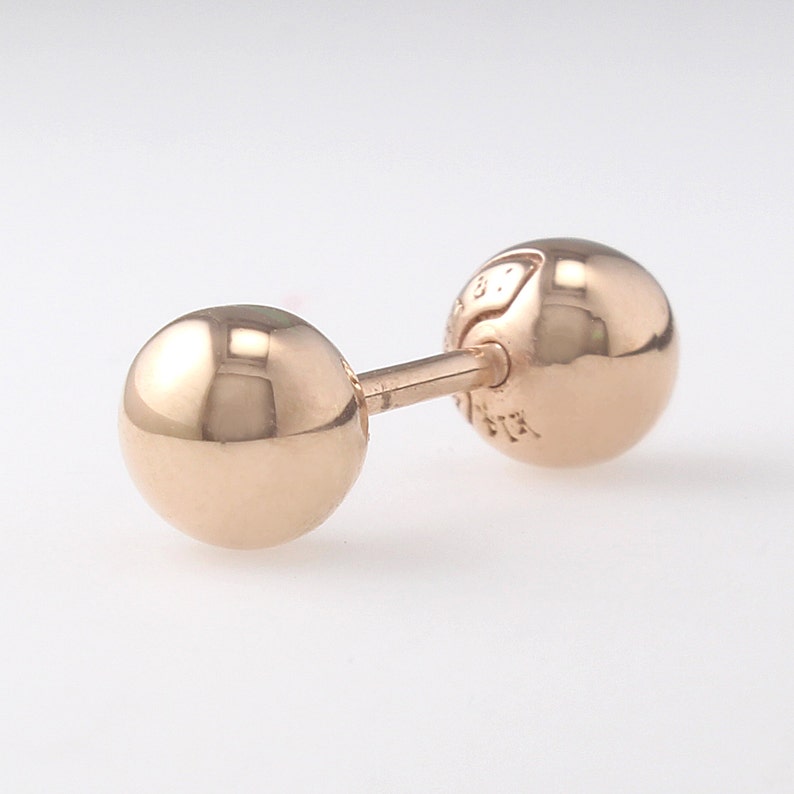 14K 5mm Solid Gold Ball Barbell Stud 14K Barbell Earring Etsy