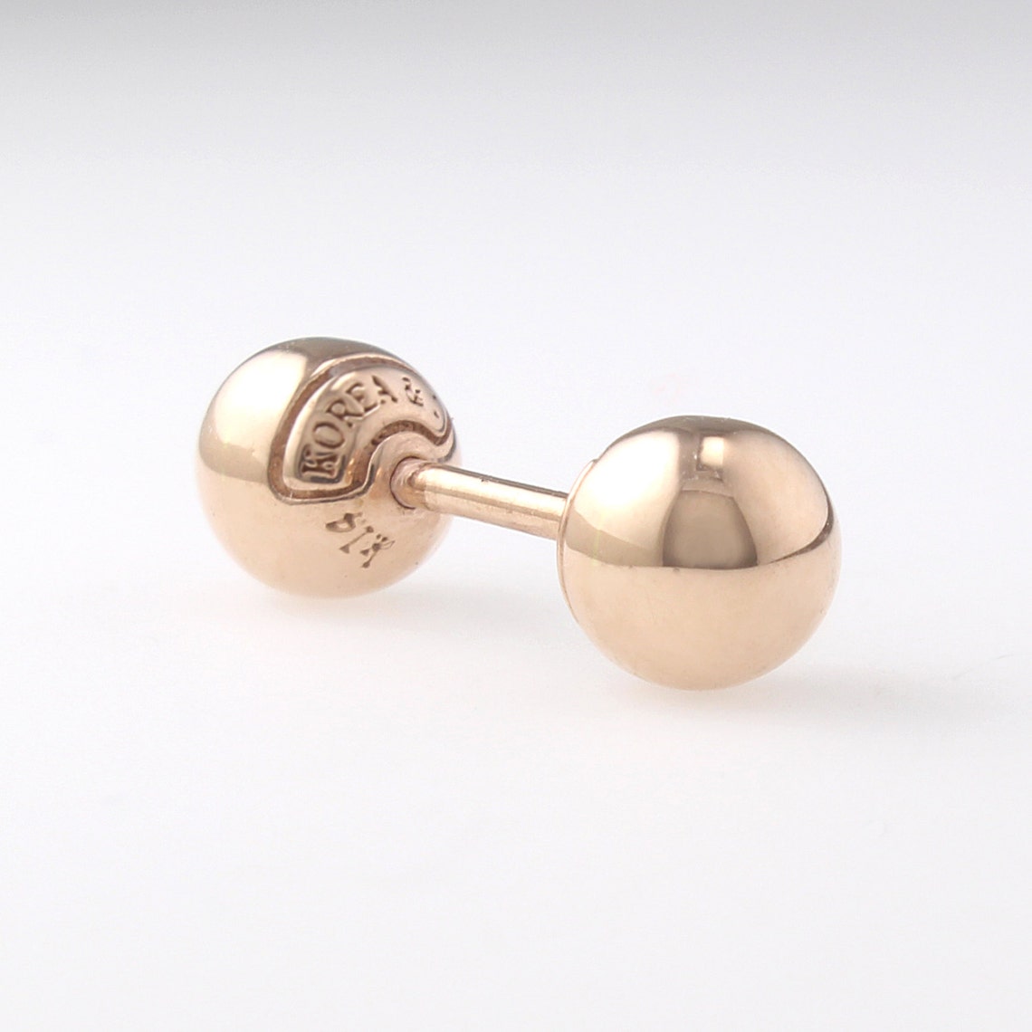 14K 5mm Solid Gold Ball Barbell Stud 14K Barbell Earring Etsy