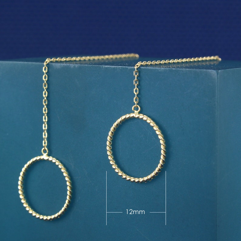 14K Solid Gold Threader Earrings 14K Long Threader Earrings Etsy