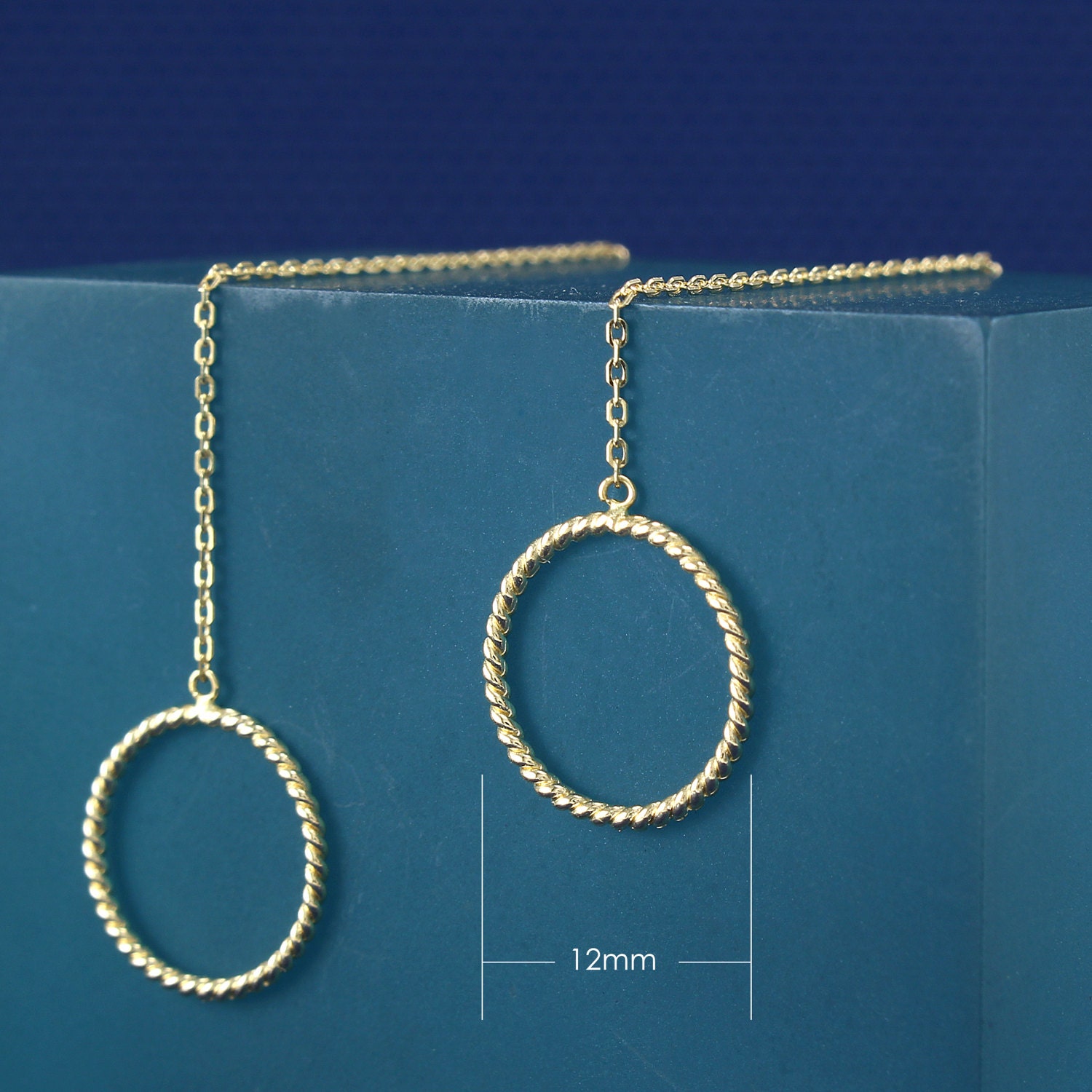 14K Solid Gold Threader Earrings 14K Long Threader Earrings Etsy