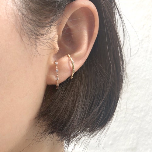 14K Gold Double Wire Ear Cuff Earring 14K Gold Ear Cuff Etsy