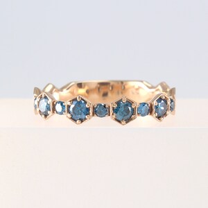 Blue Diamond Ring Diamond Eternity Band 14K Solid Gold - Etsy