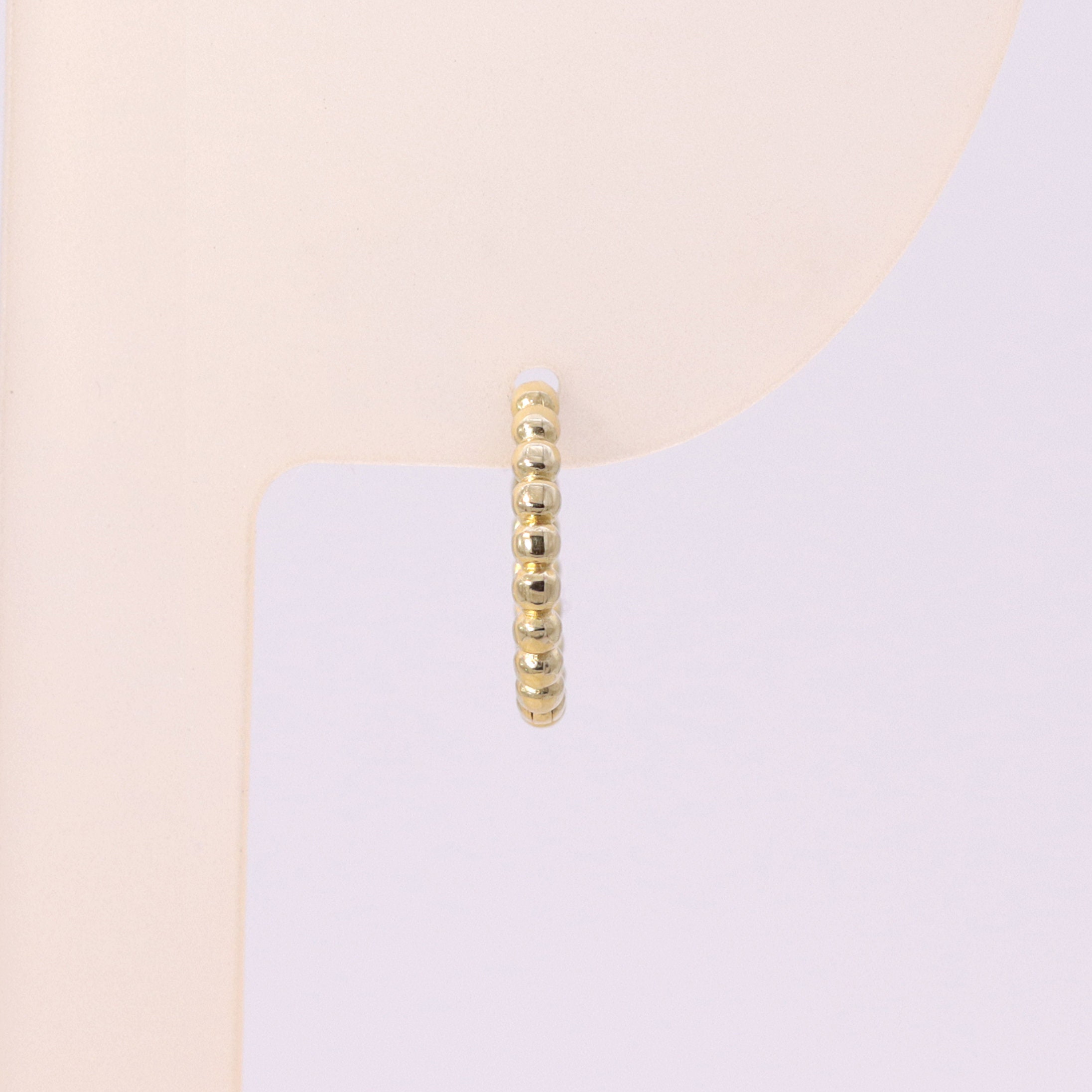14K 15mm Solid Gold beaded Huggie Hinged Hoop Earring Dotted | Etsy