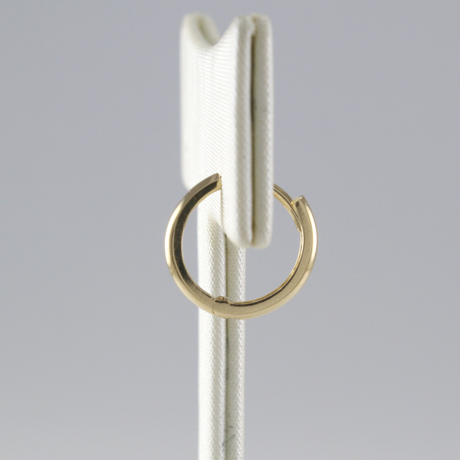 14K 11 Mm Solid Gold Huggie Hinged Hoop Earring, Huggie Hoop