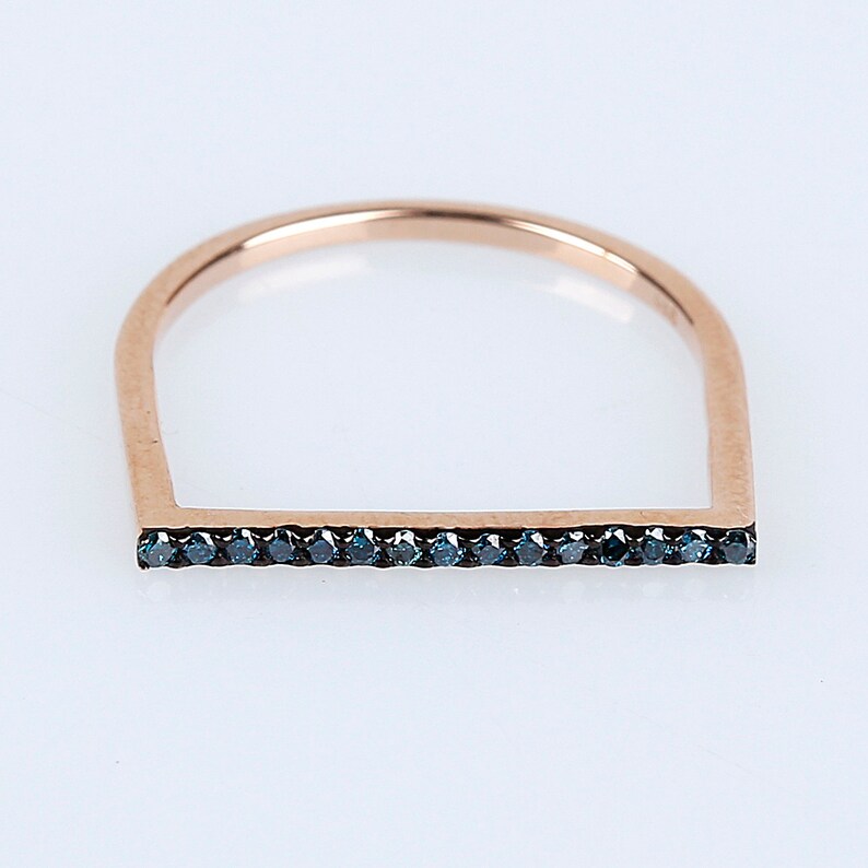Blue Diamond Band Stacking Ring Engagement Ring Blue Diamond Ring Diamond Band Blue Diamond Wedding Band