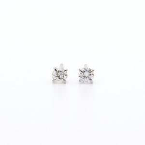 0.2 ct Diamond Stud Earrings, Diamond Earrings, Diamond Solitaire Earrings, Minimalist 14K Diamond Studs, 4 Prong Set Diamond Studs image 2