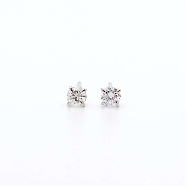 0.2 ct Diamond Stud Earrings, Diamond Earrings, Diamond Solitaire Earrings, Minimalist 14K Diamond Studs, 4 Prong Set Diamond Studs image 2