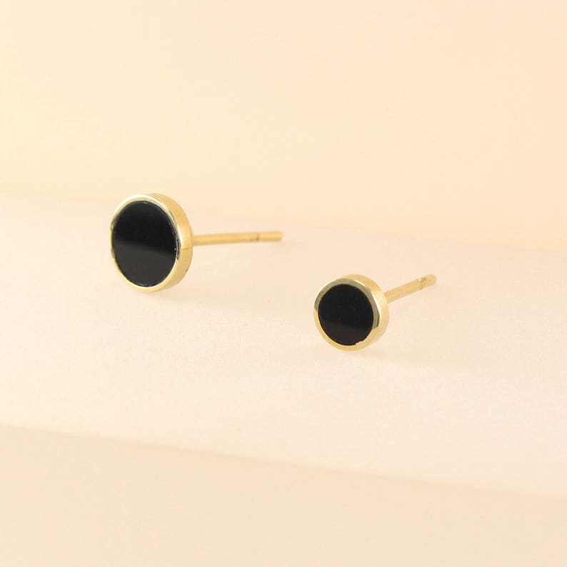 14K Onyx Earring Stud Onyx Earring Men Small Studs Etsy