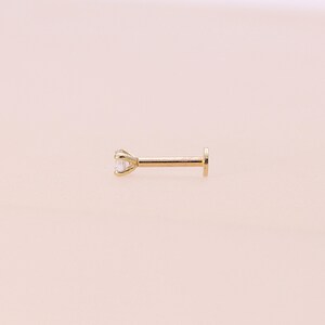 14K 2.5mm Solid Gold CZ Stud Labret, Internal Threaded, Tragus, Cartilage, Helix, Conch, Lobe, Piercing Earring, Minimalist Earring image 5