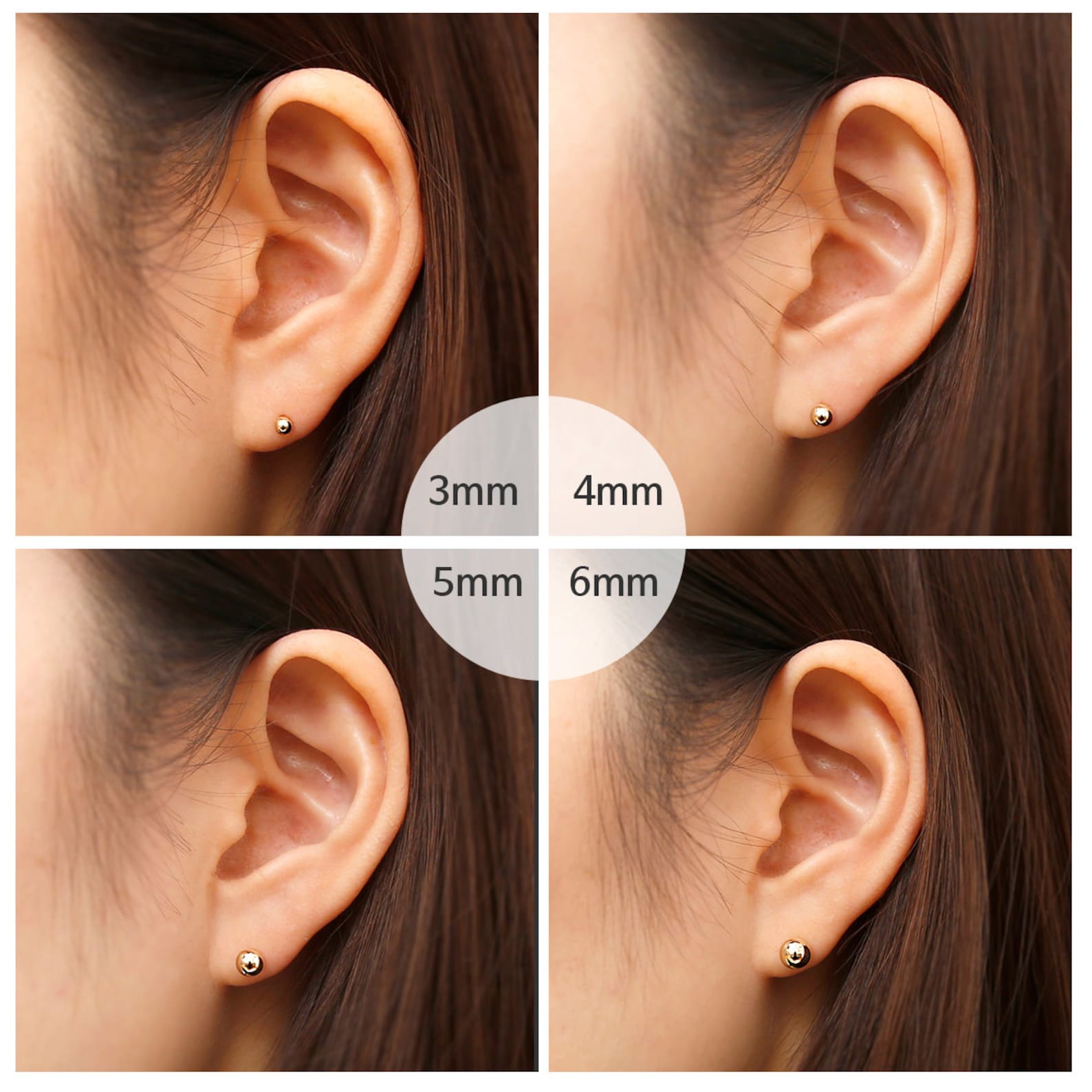 14K 5mm Solid Gold Ball Barbell Stud 14K Barbell Earring Etsy