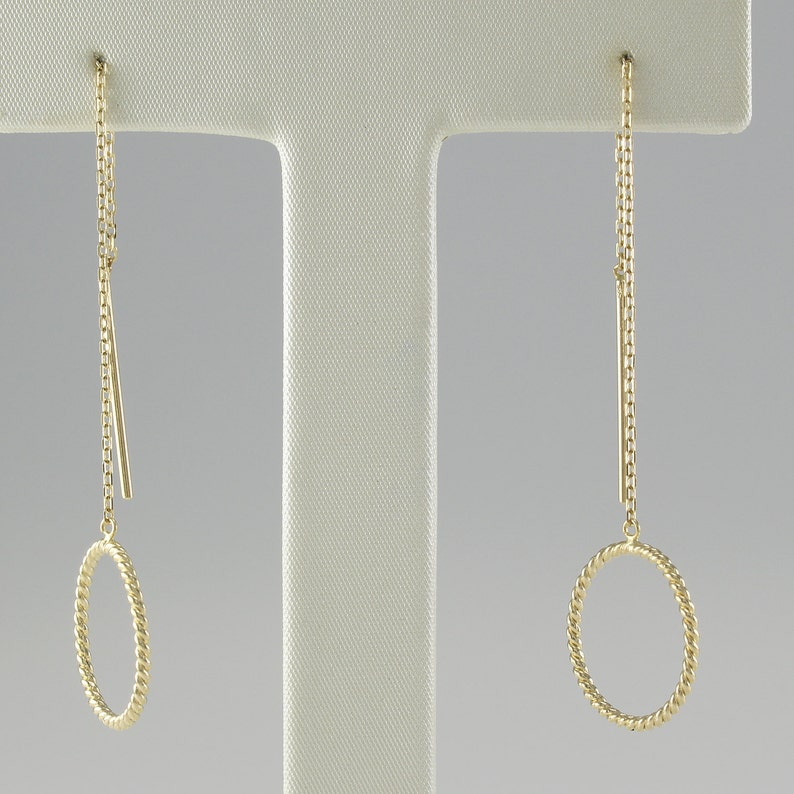 14K Solid Gold Threader Earrings 14K Long Threader Earrings Etsy