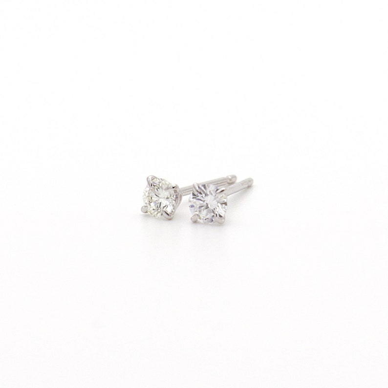 0.2 ct Diamond Stud Earrings, Diamond Earrings, Diamond Solitaire Earrings, Minimalist 14K Diamond Studs, 4 Prong Set Diamond Studs image 3