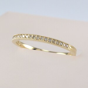 Thin Diamond Eternity Band 14K Solid Gold, Champagne Diamond Ring, Diamond Wedding Band image 5